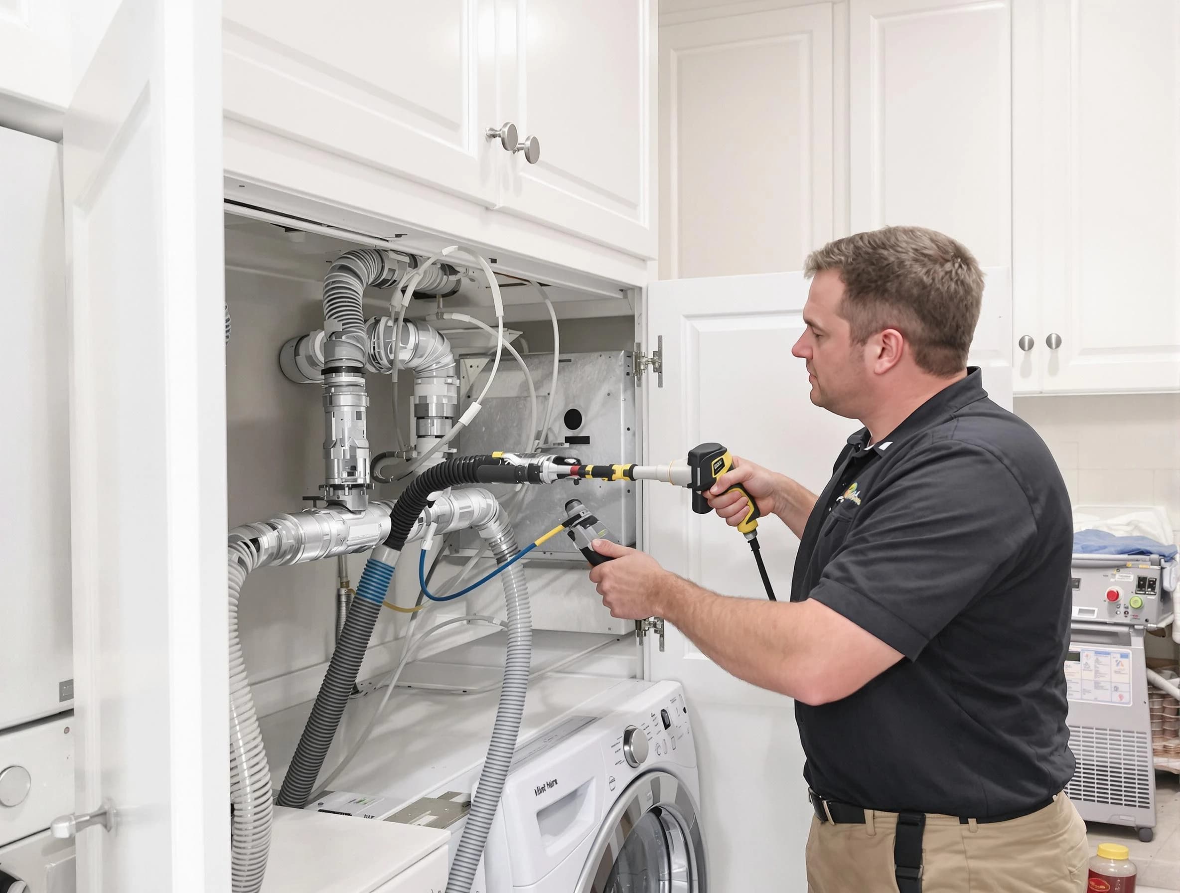 Glenshaw Dryer Vent Cleaning professional removing severe blockage from a clogged dryer vent in Glenshaw
