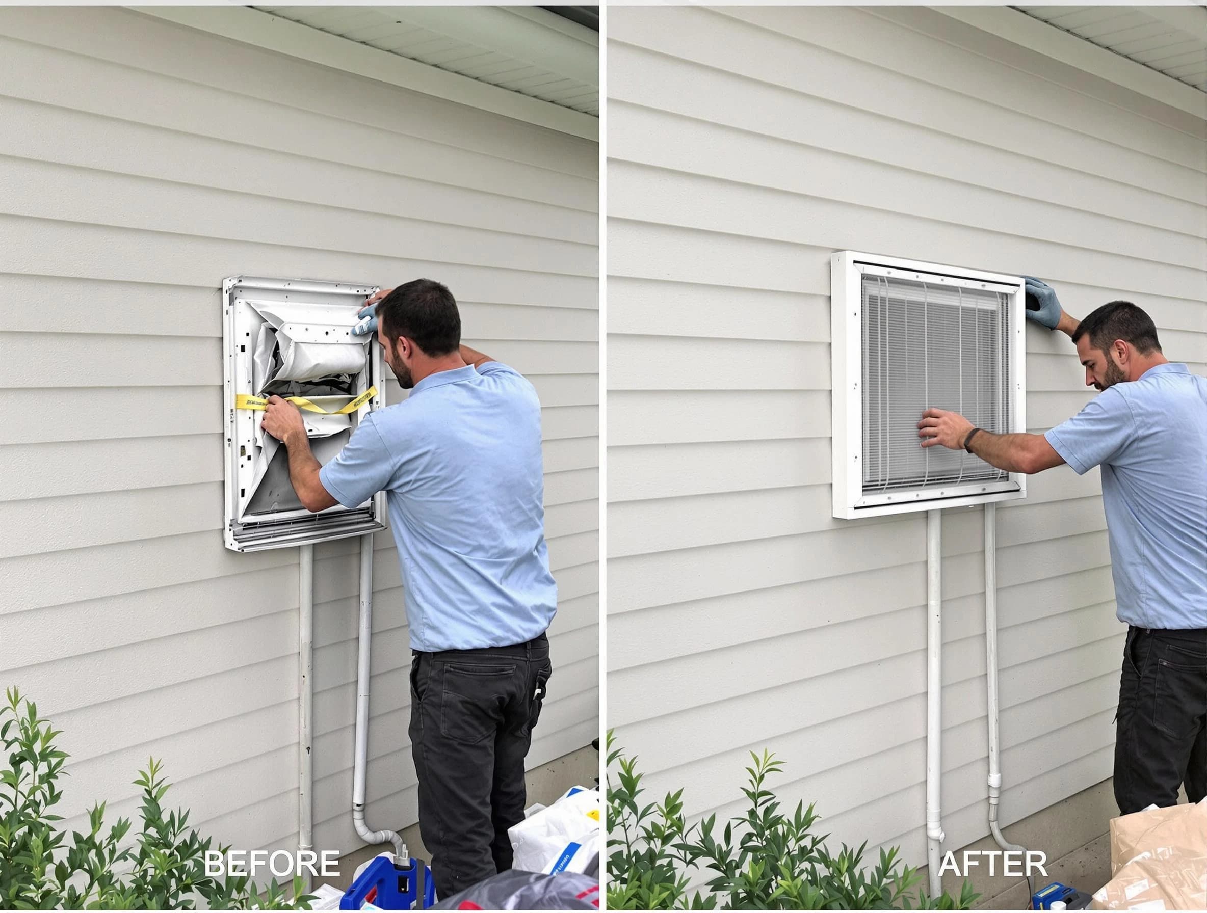 Glenshaw Dryer Vent Cleaning technician installing high-quality dryer vent cover at a residential property in Glenshaw