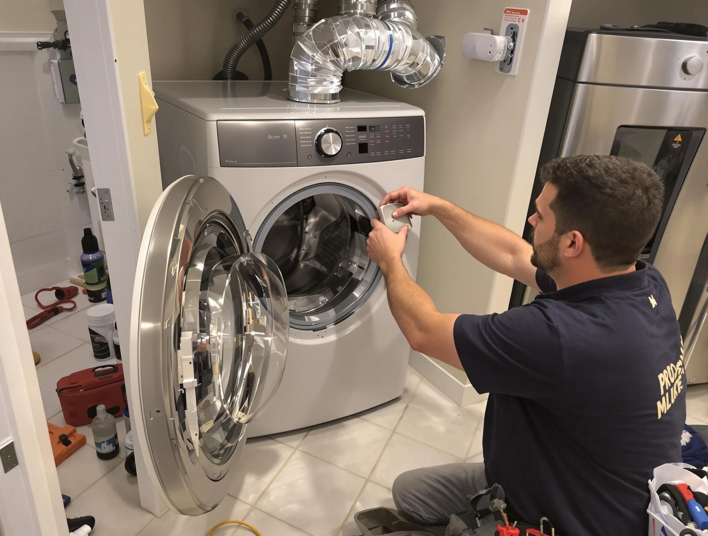 Glenshaw Dryer Vent Cleaning technician performing precise dryer vent hose installation in Glenshaw